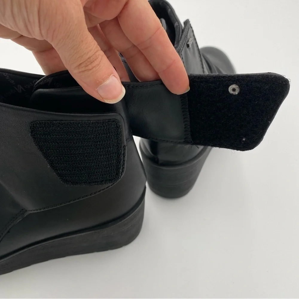 IGI&CO Women's Leather Wedge Heeled Ankle Booties Boots Shoes Black 6.5 (NWOT)